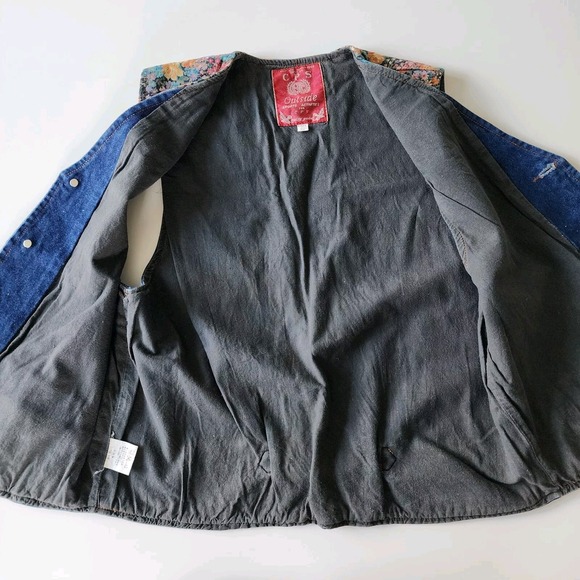 CPS Denim Vest Womens Large Floral Western Cowgirl Rodeo 80s Cottagecore Country - Picture 13 of 16